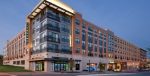 Apartment mid-rise developed adjacent to a Metro light-rail transit station in Rockville, Md., roughly 10 miles northwest of the District of Columbia.